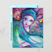 レディーブルーマスクベネチアンマスカレードパーティー ポストカード (正面/裏面)