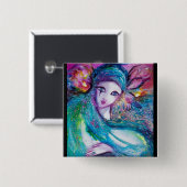 レディーブルーマスクベネチアンマスカレードパーティー 缶バッジ (正面&裏面)