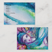 レディーブルーマスクベネチアンマスカレードピンクティール(緑がかった色) 名刺 (正面/裏面)