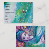 レディーブルーマスクヴェネチアンマスカレードティール(緑がかった色)グリーン 名刺 (正面/裏面)