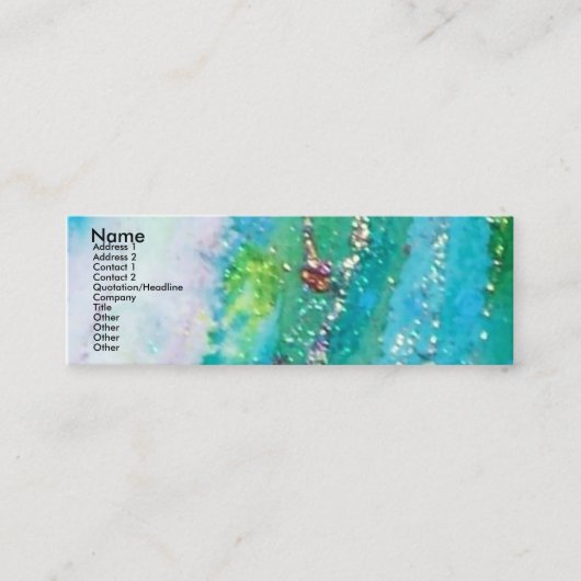 レディーブルーマスクヴェネチアンマスカレードティール(緑がかった色)スパークレス スキニー名刺 (正面)