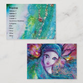 レディーブルーマスクヴェネチアンマスカレードティール（緑がかった色）ファッション 名刺 (正面/裏面)