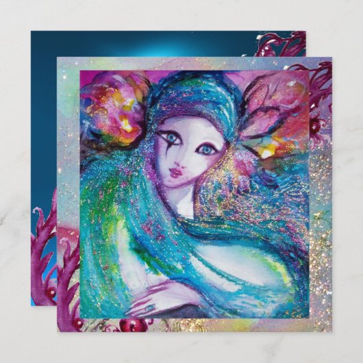 レディーブルーマスク エレガントマスカレードパーティー サファイア 招待状 (正面/裏面)