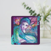 レディーブルーマスク エレガントマスカレードパーティー、ターコイズ ブラック 招待状 (スタンド正面)