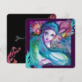 レディーブルーマスク エレガントマスカレードパーティー、ターコイズ ブラック 招待状