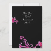 レディーブルーマスク・マスカレードパーティー、ピンク、ターコイズ、ブラック 招待状 (裏面)