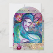 レディーブルーマスク・マスカレードパーティー・フローラルスワール 招待状 (正面)