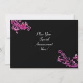 レディーブルーマスク・マスカレードパーティー 赤い渦巻き 黒 招待状 (裏面)