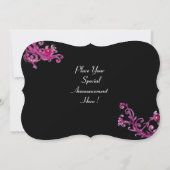 レディーブルーマスク・マスカレードパーティー、赤と黒の花柄 招待状 (裏面)