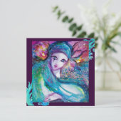 レディーブルーマスク・マスカレードパーティ、ターコイズブラックパープル 招待状 (スタンド正面)