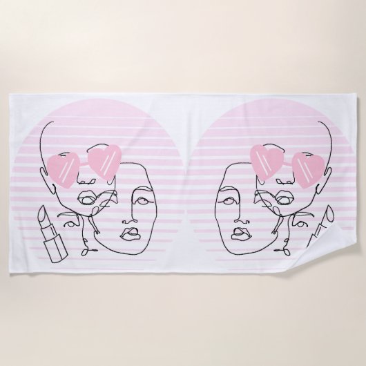 レディーヘッドラインアート ビーチタオル (正面)