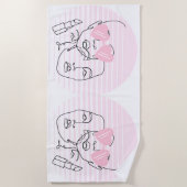 レディーヘッドラインアート ビーチタオル (正面)