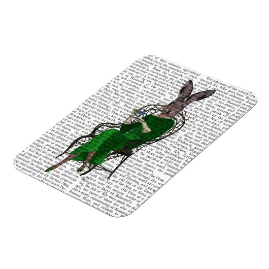 レディーベラウサギお茶を飲む2 マグネット (左側)