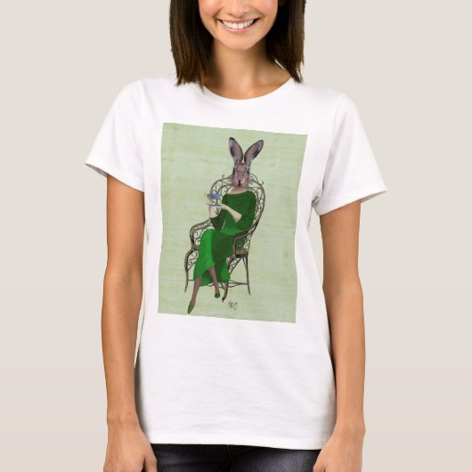 レディーベラウサギお茶を飲む3 Tシャツ (正面)