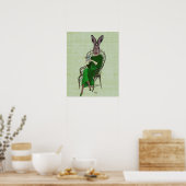 レディーベラウサギお茶を飲む ポスター (キッチン)