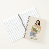 レディーホールディングブーケオブフラワーズグリーン抽象芸術アート ノートブック (内部)