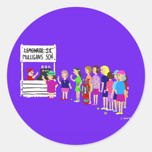 レディーマリガンゴルフカートゥーンスティッカー ラウンドシール (正面)