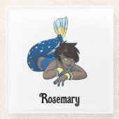 レディーマーメイド名前をカスタムする ガラスコースター (正面)