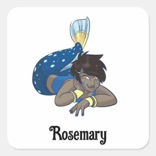 レディーマーメイド名前をカスタムする スクエアシール (正面)