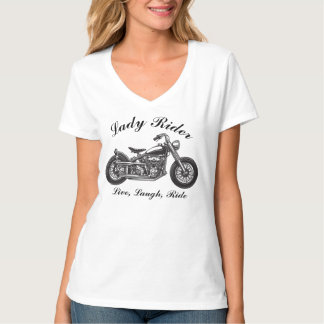 レディーライダーオートバイライブ、笑い、ライド Tシャツ