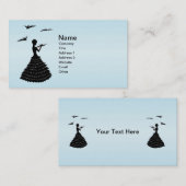 レディーラッフルドファンシーレスドレースドーブス黒シルエット 名刺 (正面/裏面)