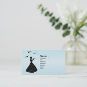 レディーラッフルドファンシーレスドレースドーブス黒シルエット 名刺 (スタンド正面)