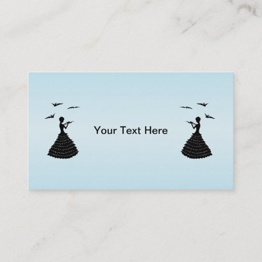 レディーラッフルドファンシーレスドレースドーブス黒シルエット 名刺 (裏面)