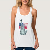 レディーリバティプラスサイズ付きアメリカ国旗 タンクトップ (正面)