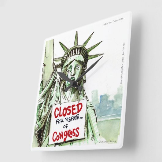 レディーリバティーズブレスアットコングレススクエアウォールクロック スクエア壁時計 (傾斜)