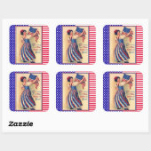 レディーリバティ7月4日愛国国旗 スクエアシール (シート)