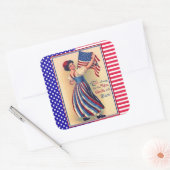 レディーリバティ7月4日愛国国旗 スクエアシール (封筒)