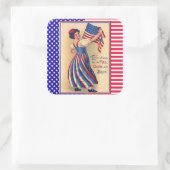 レディーリバティ7月4日愛国国旗 スクエアシール (バッグ)