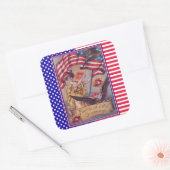 レディーリバティ7月4日愛国国旗 スクエアシール (封筒)