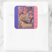 レディーリバティ7月4日愛国国旗 スクエアシール (バッグ)