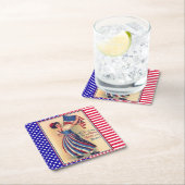 レディーリバティ7月4日愛国国旗 スクエアペーパーコースター (インサイチュ)