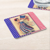 レディーリバティ7月4日愛国国旗 スクエアペーパーコースター (アングル)