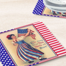レディーリバティ7月4日愛国国旗 スクエアペーパーコースター