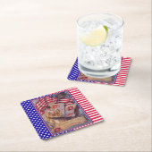 レディーリバティ7月4日愛国国旗 スクエアペーパーコースター (インサイチュ)