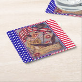 レディーリバティ7月4日愛国国旗 スクエアペーパーコースター (アングル)