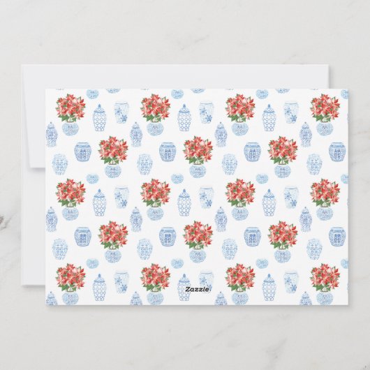 レディーレッドエレガントポインセチア生姜ジャーブクリスマス シーズンカード (裏面)