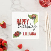 レディーレディーバグ誕生日パーティー、任意の年齢 スタンダードカクテルナプキン (インサイチュ)