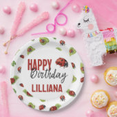 レディーレディーバグ誕生日パーティー、任意の年齢 ペーパープレート (パーティー)