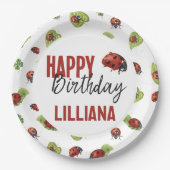 レディーレディーバグ誕生日パーティー、任意の年齢 ペーパープレート (正面)