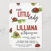 レディーレディーバグ誕生日パーティー、任意の年齢 招待状 (正面/裏面)