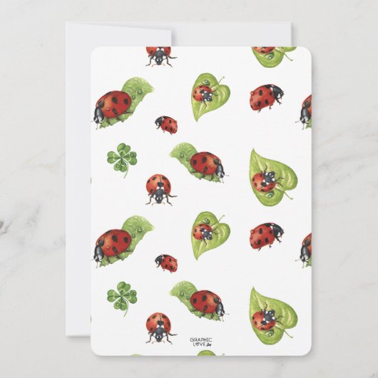 レディーレディーバグ誕生日パーティー、任意の年齢 招待状 (裏面)