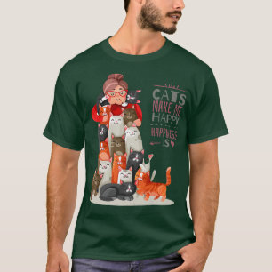 レディー猫と猫と幸せ幸せ猫 Tシャツ
