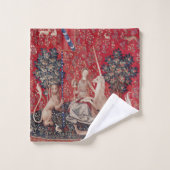 『レディー・アンド・ユニコーン中世タペストリーの光景』 バスタオルセット (ウォッシュタオル)