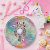 レディー ゴルファー カスタム モノグラム カラー デザイン ペーパープレート (パーティー)