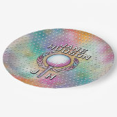 レディー ゴルファー カスタム モノグラム カラー デザイン ペーパープレート (アングル)