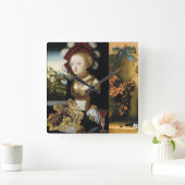 レディー,ブドウ,アンティーク葡萄葡萄酒試飲会 スクエア壁時計 (ホーム)